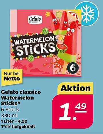 Gelato classico Watermelon Sticks - 6 Stück
