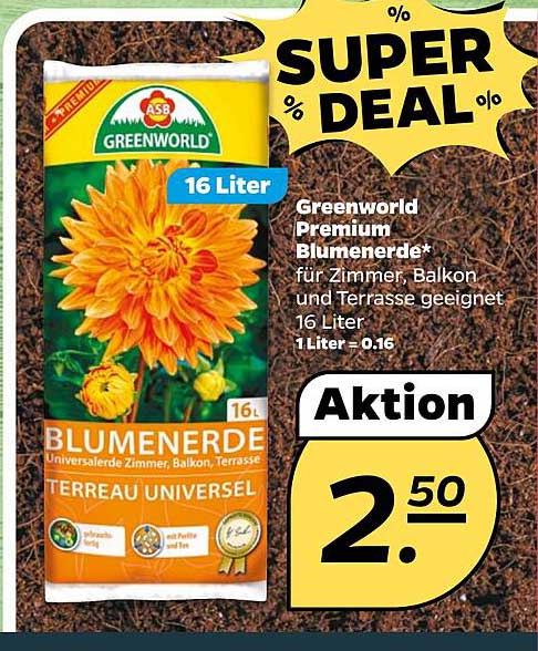 Greenworld Premium Blumenerde 16 Liter