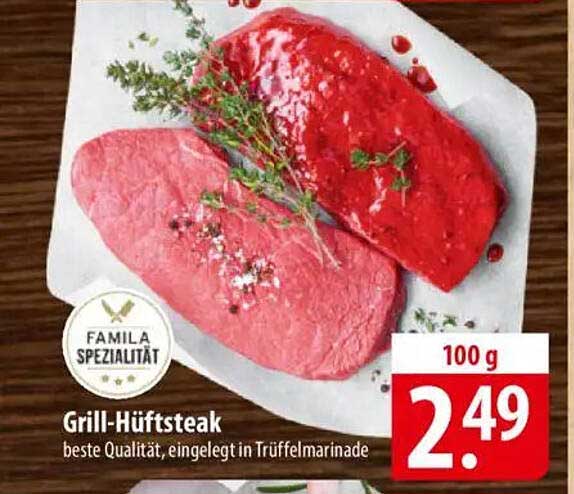 Grill-Hüftsteak, beste Qualität, eingelegt in Trüffelmarinade