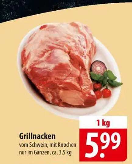 Grillnacken vom Schwein, mit Knochen, nur im Ganzen, ca. 3,5 kg