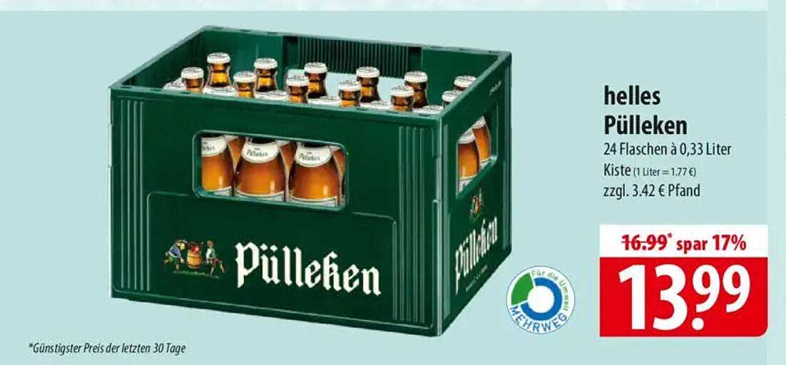 Helles Pülleken 24 Flaschen à 0,33 Liter Kiste