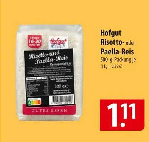 Hofgut Risotto- oder Paella-Reis 500-g-Packung