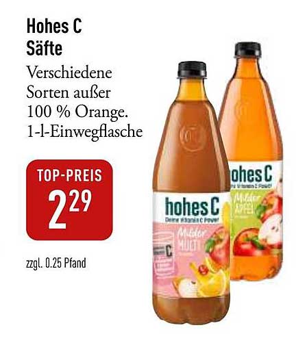 Hohes C Säfte – Verschiedene Sorten außer 100 % Orange