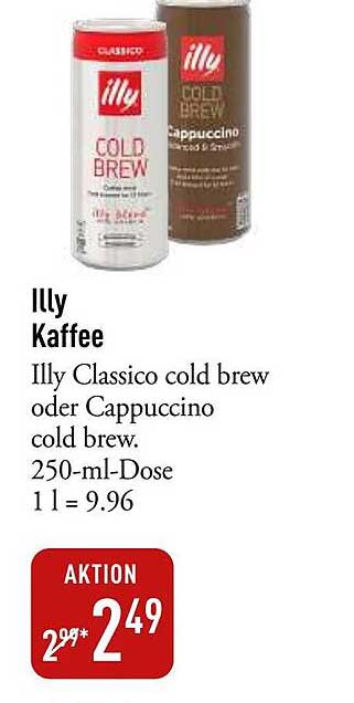 Illy Kaffee - Classico cold brew oder Cappuccino cold brew 250-ml-Dose