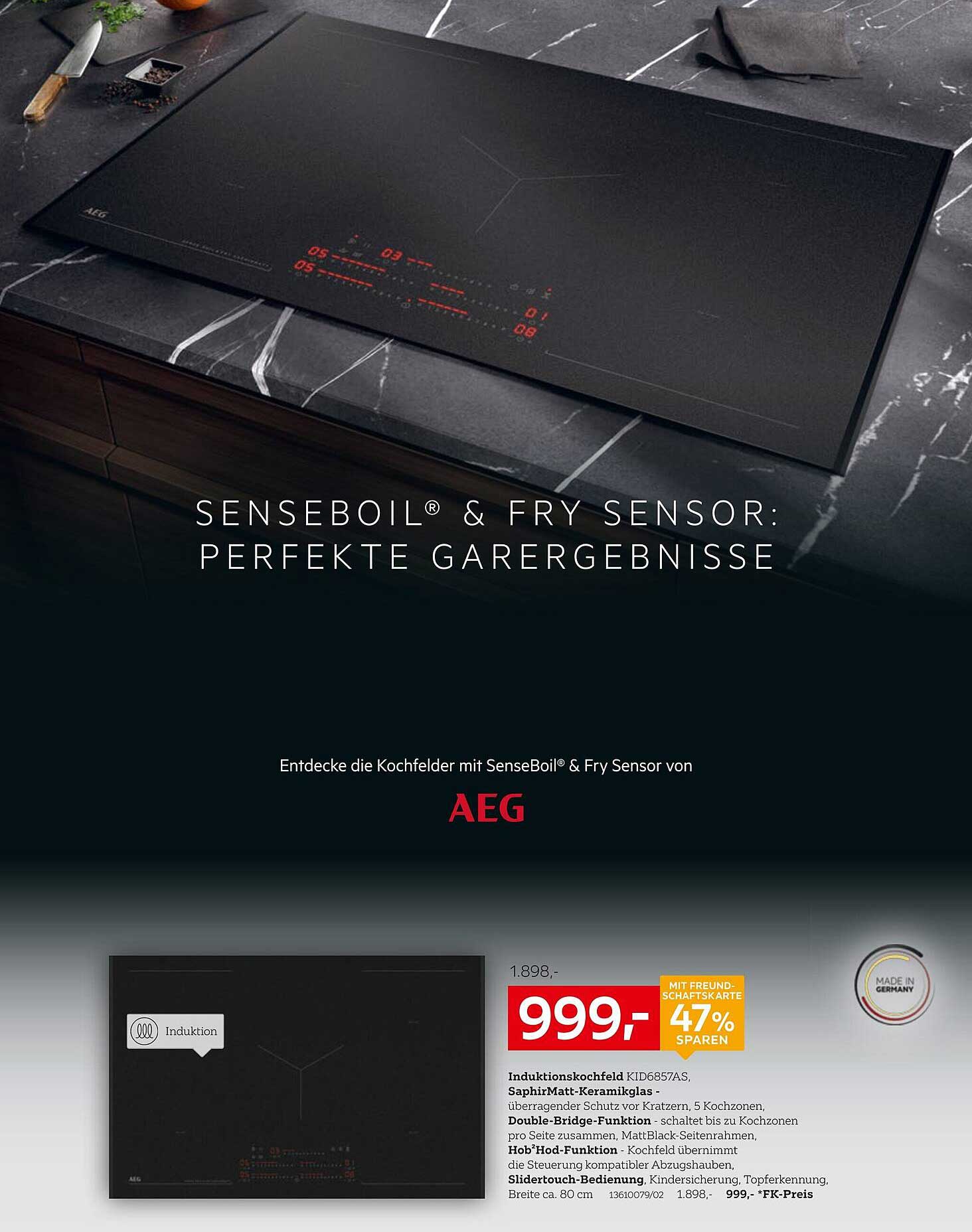 Induktionskochfeld KID6857S von AEG mit SenseBoil® & Fry Sensor