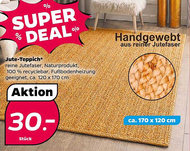 Jute-Teppich - Handgewebt aus reiner Jutefaser