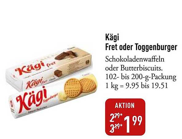 Kägi Fret oder Toggenburger Schokoladenwaffeln oder Butterbiscuits
