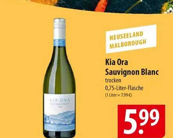 Kia Ora Sauvignon Blanc trocken 0,75-Liter-Flasche