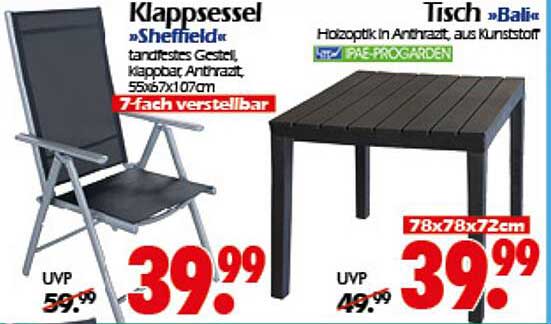 Klappsessel »Sheffield« und Tisch »Balit«