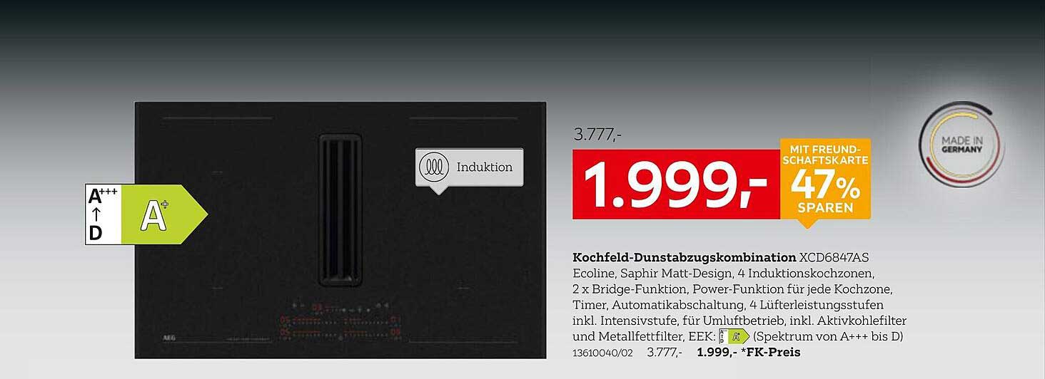 Kochfeld-Dunstabzugskombination XCD6847AS von AEG