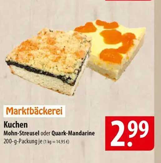 Kuchen - Mohn-Streusel oder Quark-Mandarine