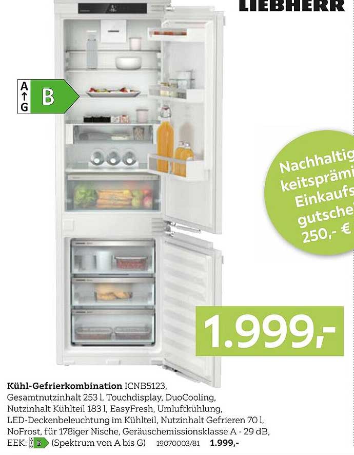 Kühl-Gefrierkombination ICNB5123 von Liebherr