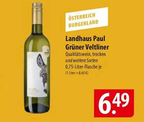 Landhaus Paul Grüner Veltliner Qualitätstropfen aus Österreich