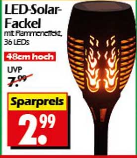 LED-Solar-Fackel mit Flammeneffekt, 36 LEDs