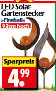 LED-Solar-Gartenstecker »Fireball« 93cm hoch