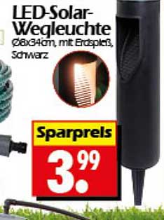 LED-Solar-Wegeleuchte Ø8x34cm, mit Erdspieß, Schwarz
