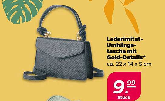 Lederimitat-Umhängetasche mit Gold-Details