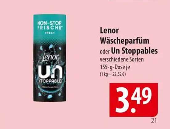 Lenor Wäschparfüm oder Un Stoppables verschiedene Sorten 155-g-Dose