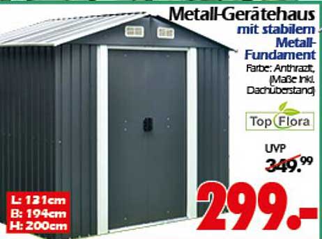Metall-Geräteschuppen mit stabilem Metall-Fundament