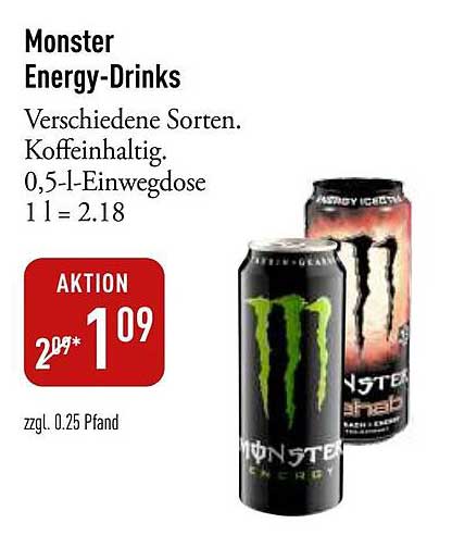 Monster Energy-Drinks - Verschiedene Sorten