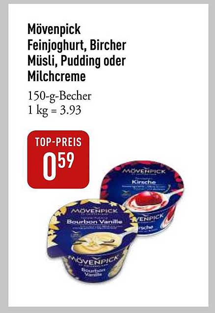 Mövenpick Feinjoghurt, Bircher Müsli, Pudding oder Milchcreme