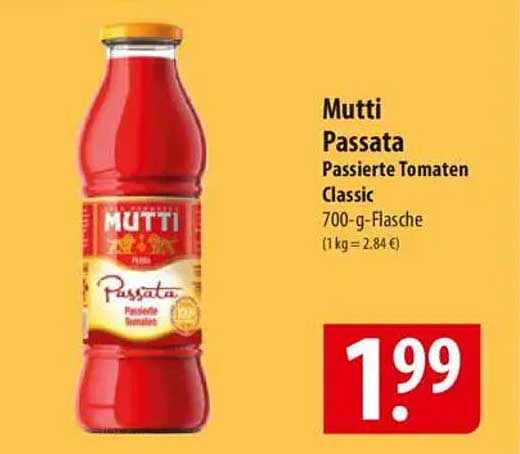 Mutti Passata Passierte Tomaten Classic 700-g-Flasche