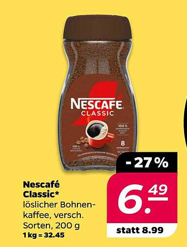 Nescafé Classic - löslicher Bohnenkaffee, 200 g