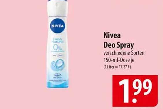 Nivea Deo Spray verschiedene Sorten 150-ml-Dose je