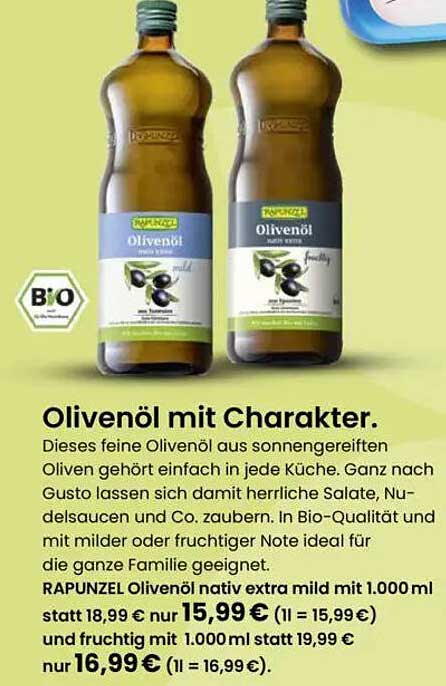 Olivenöl nativ extra mild und fruchtig von RAPUNZEL