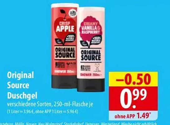 Original Source Duschgel - verschiedene Sorten, 250-ml-Flasche je