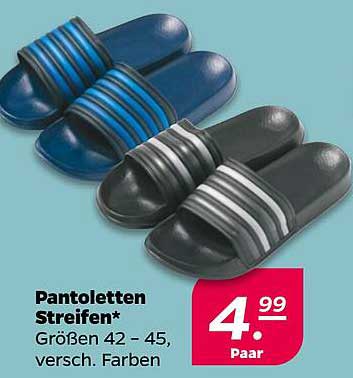 Pantoletten Streifen - Größen 42 – 45, verschiedene Farben