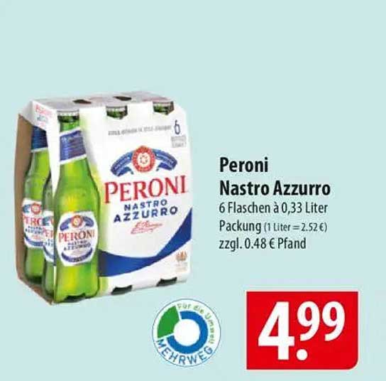 Peroni Nastro Azzurro - 6 Flaschen à 0,33 Liter