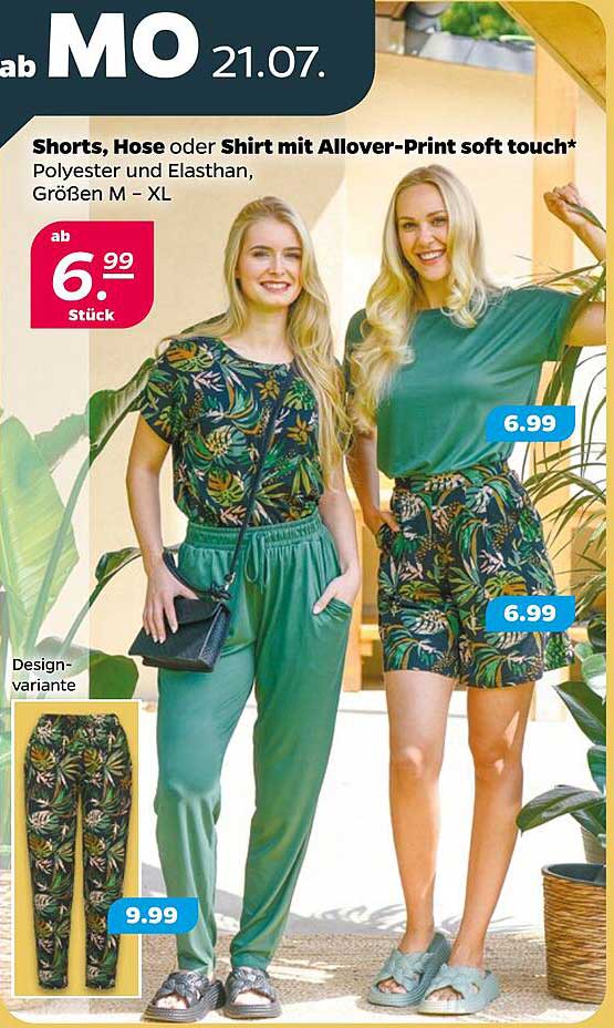 Shorts, Hose oder Shirt mit Allover-Print soft touch