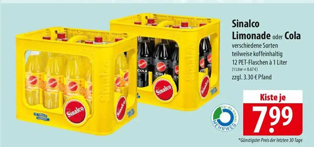 Sinalco Limonade oder Cola – 12 PET-Flaschen à 1 Liter