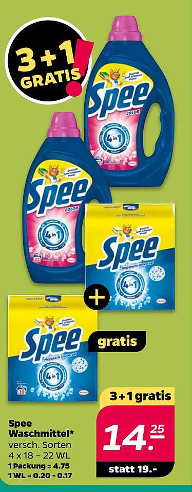Spee Waschmittel 4 in 1 - 3+1 Gratis Angebot