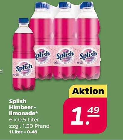 Splish Himbeerlimo, 6 x 0,5 Liter