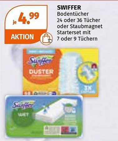 SWIFFER Bodentücher 24 oder 36 Tücher oder Staubmagnet Starterset mit 7 oder 9 Tüchern