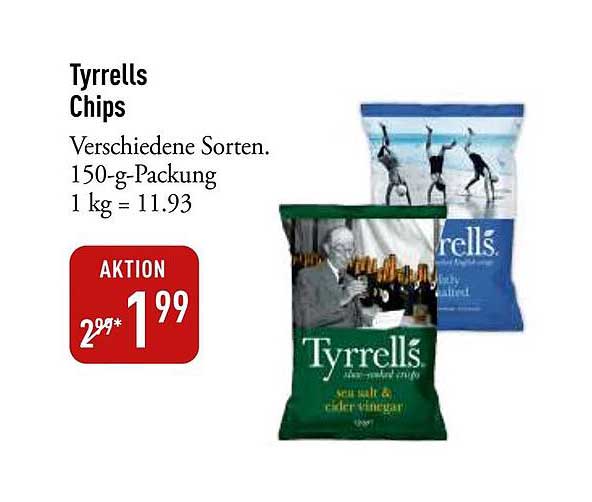 Tyrrells Chips verschiedene Sorten 150-g-Packung