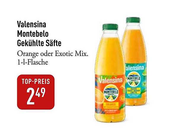 Valensina Montebelo Gekühlte Säfte - Orange oder Exotic Mix, 1-l-Flasche