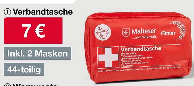 Verbandskasten inkl. 2 Masken - 44-teilig