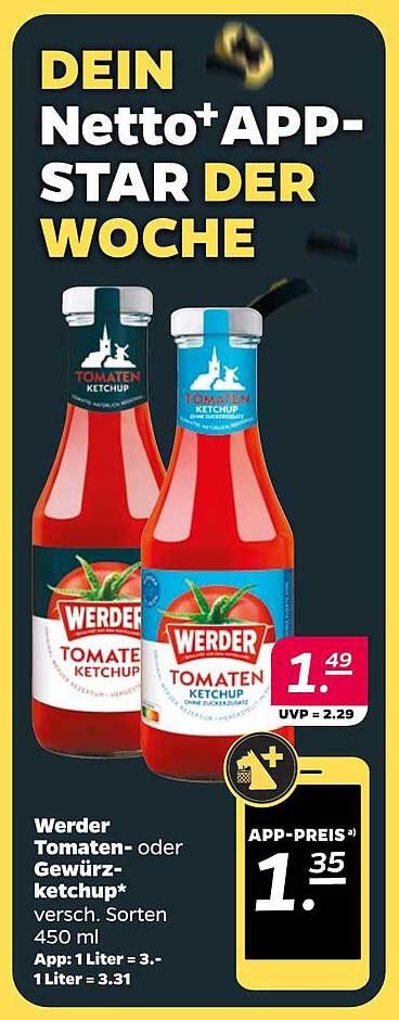 Werder Tomaten- oder Gewürzketchup 450 ml