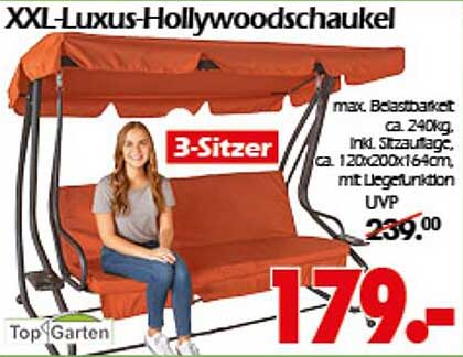 XXL-Luxus-Hollywoodschaukel 3-Sitzer