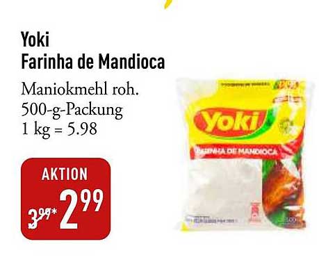 Yoki Farinha de Mandioca - Maniokmehl roh, 500-g-Packung