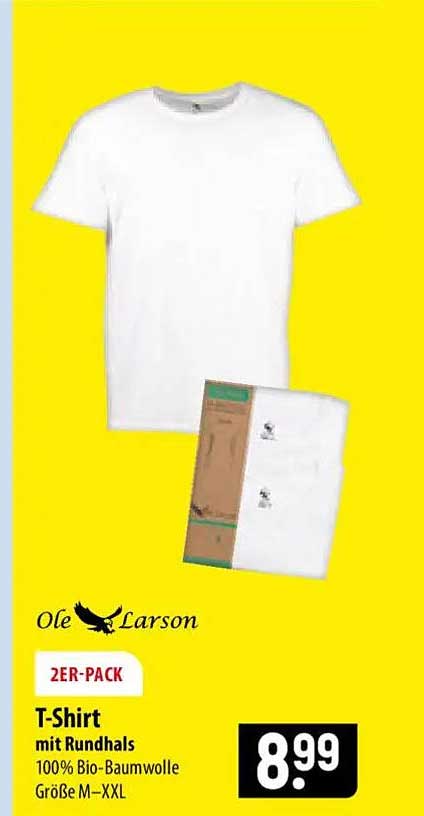 2ER-PACK T-Shirt mit Rundhals 100% Bio-Baumwolle Größe M-XXL