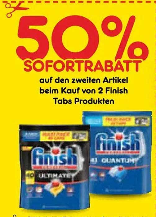 50% SOFORTRABATT auf den zweiten Artikel beim Kauf von 2 Finish Tabs Produkten