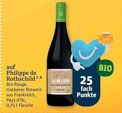 auf Philippe de Rothschild Bio-Rouge, trockener Rotwein aus Frankreich, Pays d'Oc, 0,75 l Flasche