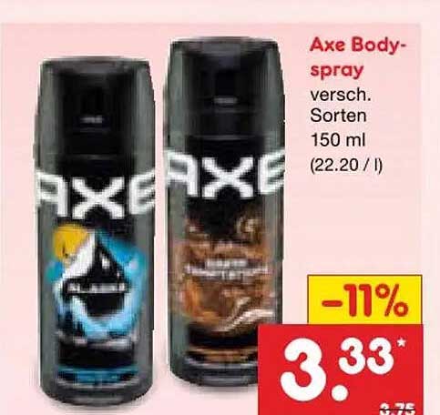 Axe Body-spray versch. Sorten 150 ml (22.20 / l)