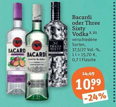 Bacardi oder Three Sixty Vodka