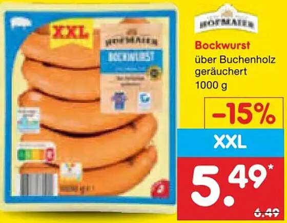 Bockwurst über Buchenholz geräuchert 1000 g