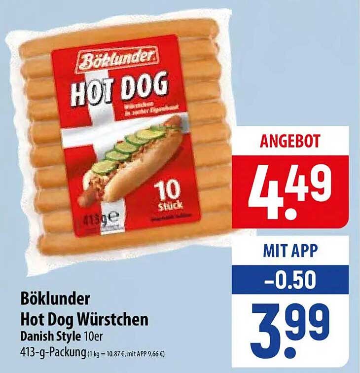 Böklunder Hot Dog Würstchen Danish Style 10er 413-g-Packung